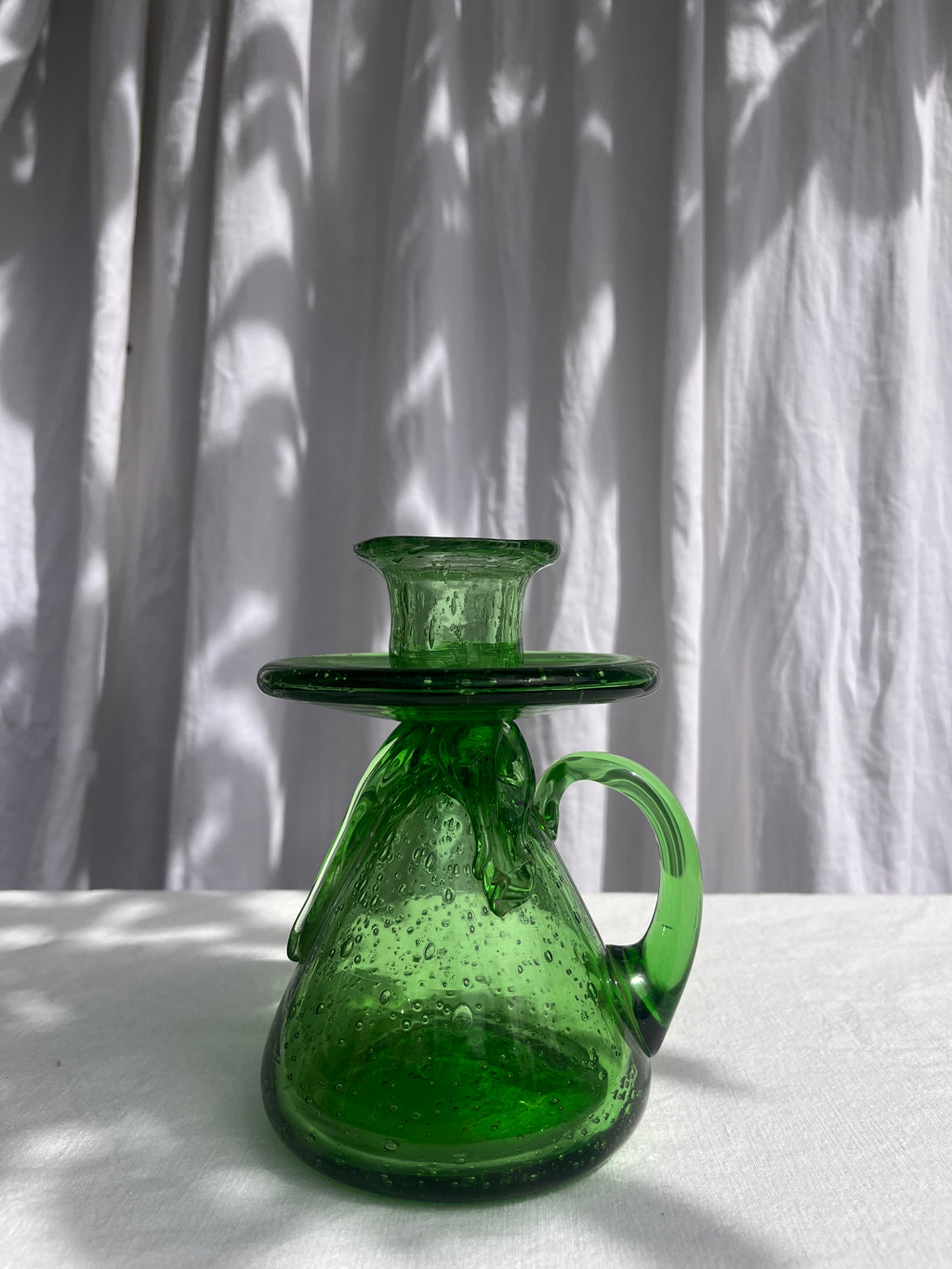 Bougeoir en verre bullé vert - Biot