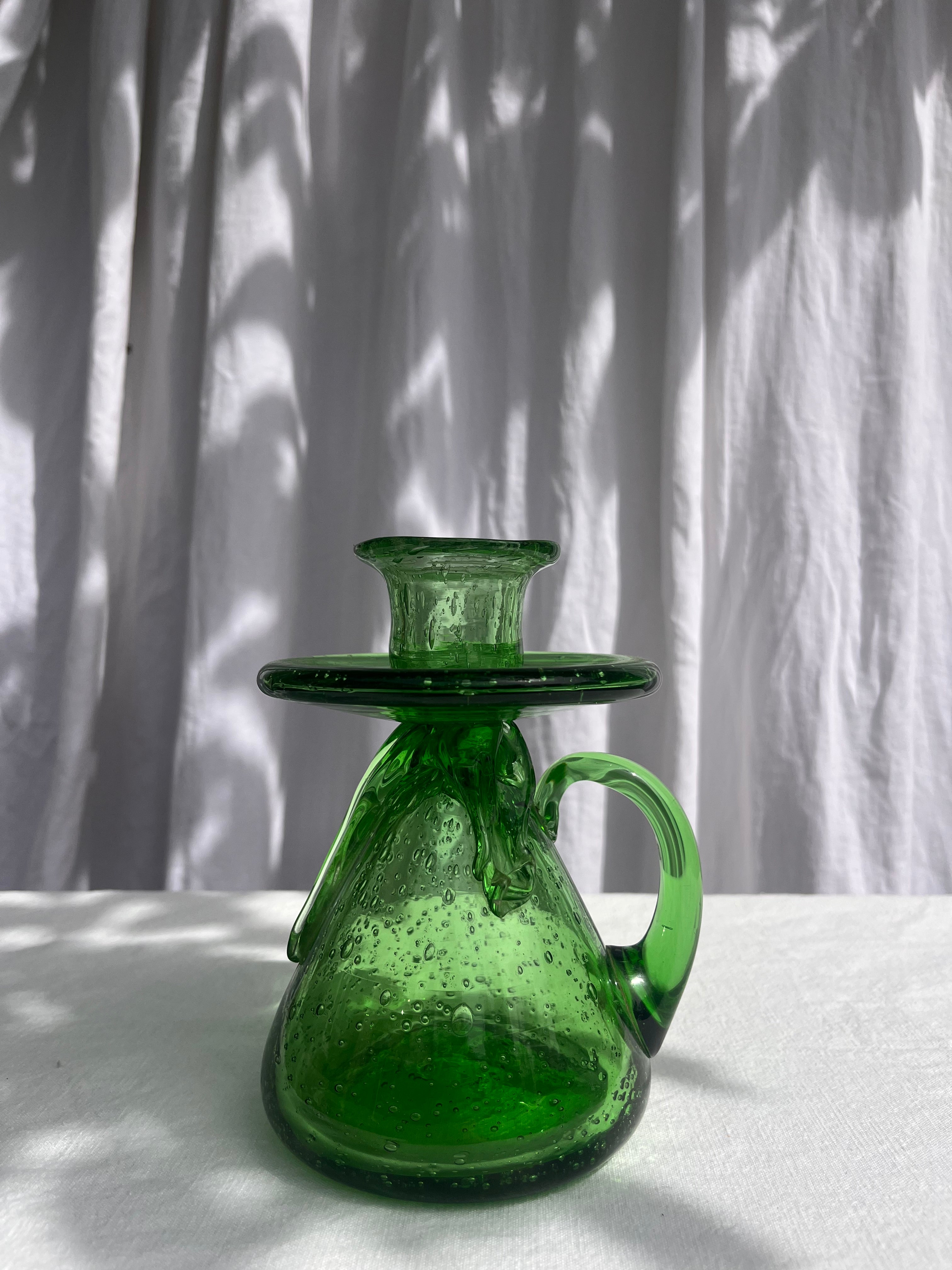 Bougeoir en verre bullé vert - Biot