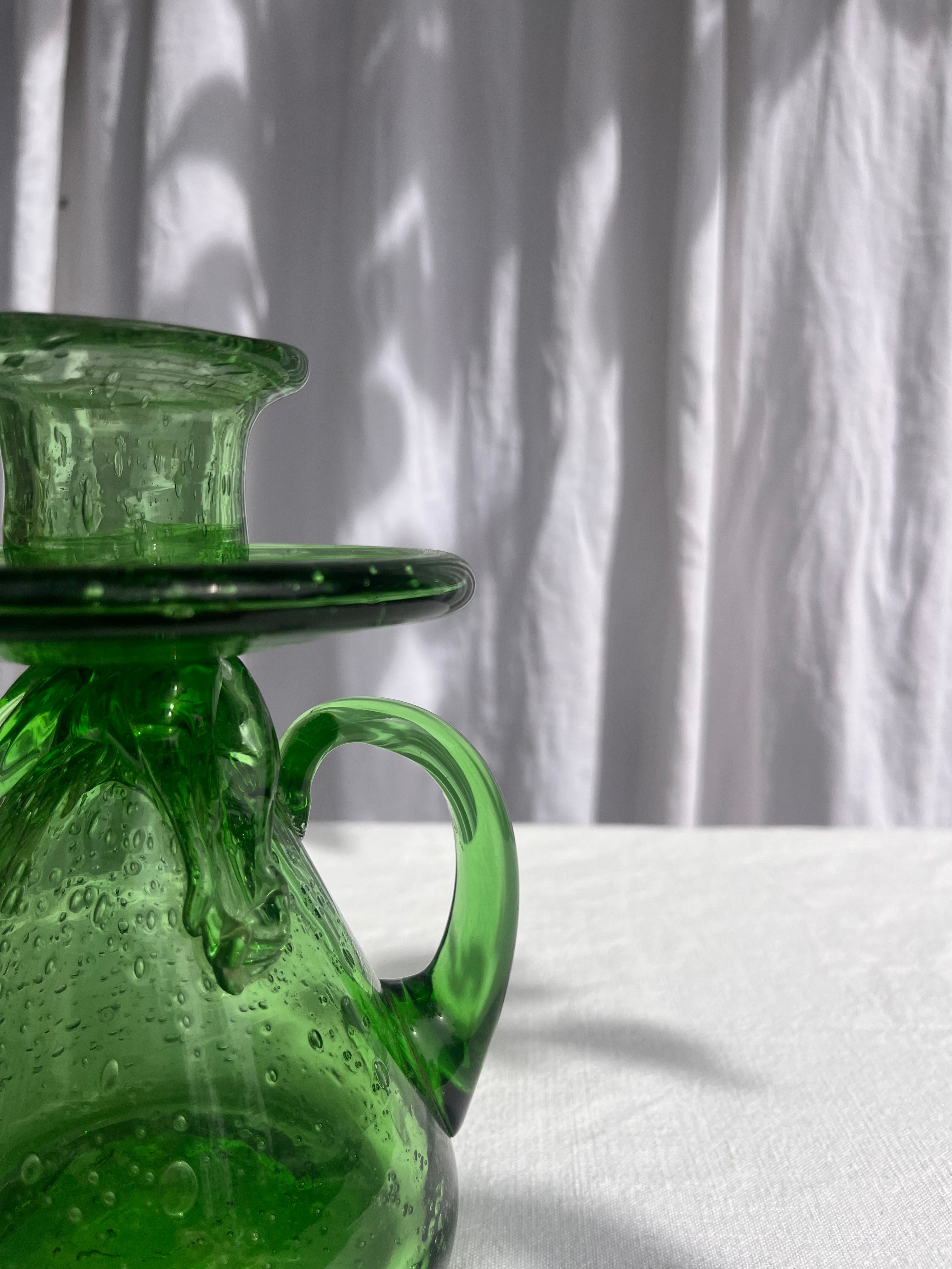 Bougeoir en verre bullé vert - Biot